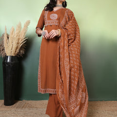 Women Cotton Bandhani Printed Kurta with Trouser & Dupatta