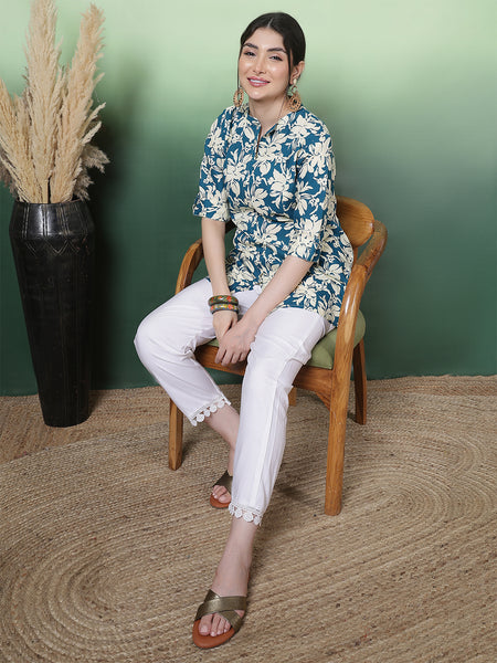 Women Blue Floral Printed Top