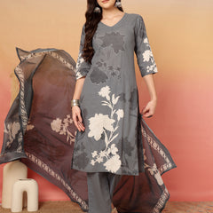 Women Cotton Printed Patch Work Kurta with Trouser & Dupatta
