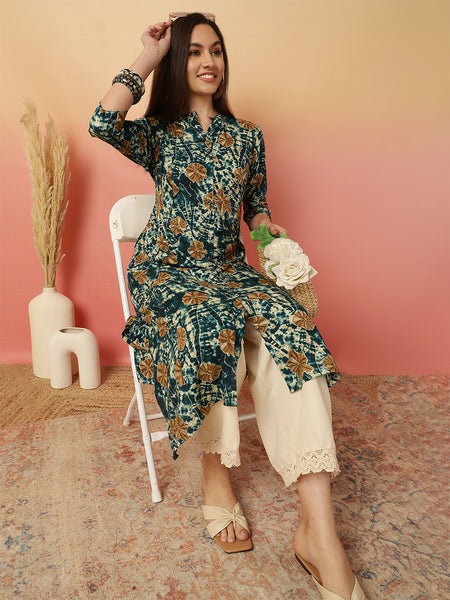 Women Rayon Casual Wear Printed Kurta