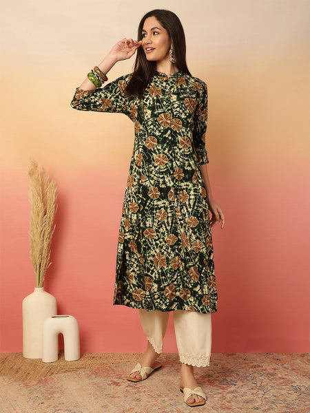 Women Rayon Casual Wear Printed Kurta