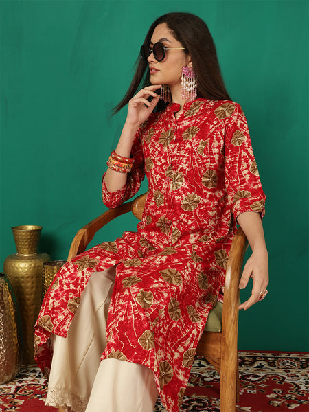 Women Rayon Casual Wear Printed Kurta