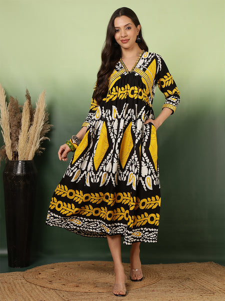 Women Cotton A-line Long Dress