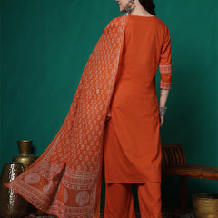 Women Cotton Bandhani Printed Kurta with Trouser & Dupatta