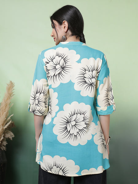 Women Blue Floral Printed Top
