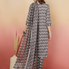 ANAISA Women Viscose Rayon Round Neck, Calf Length, Printed Kurta with Trouser & Dupatta
