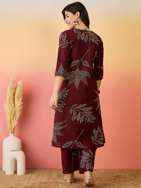 Women Pure Cotton Abstract Printed A-line Kurta with Palazzo Set