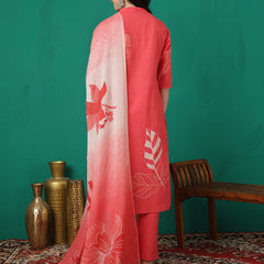 ANAISA Women Cotton Placement Print Straight Kurta with Trouser & Dupatta
