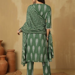 Women Green Regular Wear Kurta With Trouser & Dupatta