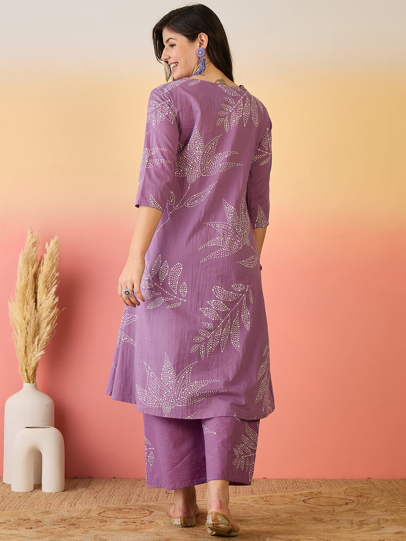 Women Pure Cotton Abstract Printed A-line Kurta with Palazzo Set