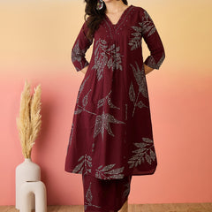 Women Pure Cotton Abstract Printed A-line Kurta with Palazzo Set