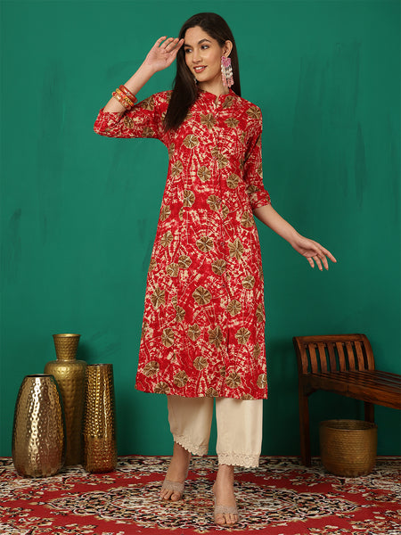Women Rayon Casual Wear Printed Kurta
