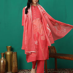 ANAISA Women Cotton Placement Print Straight Kurta with Trouser & Dupatta