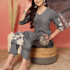 Women Cotton Printed Patch Work Kurta with Trouser & Dupatta