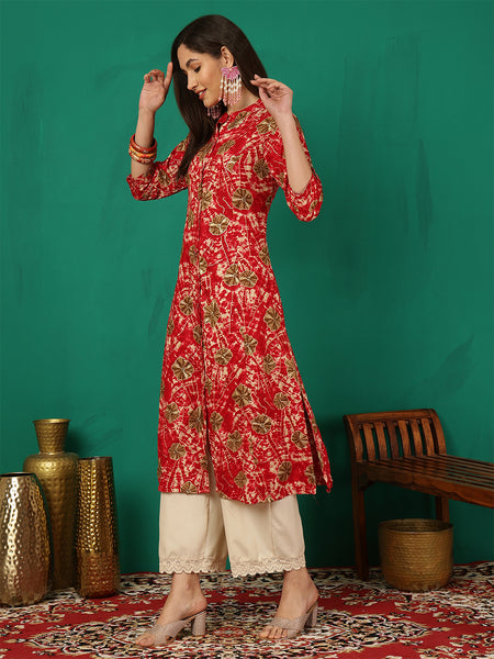 Women Rayon Casual Wear Printed Kurta