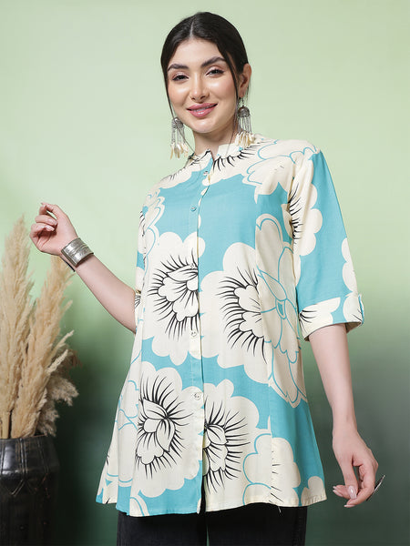 Women Blue Floral Printed Top