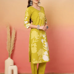 Women Cotton Printed Patch Work Kurta with Trouser & Dupatta