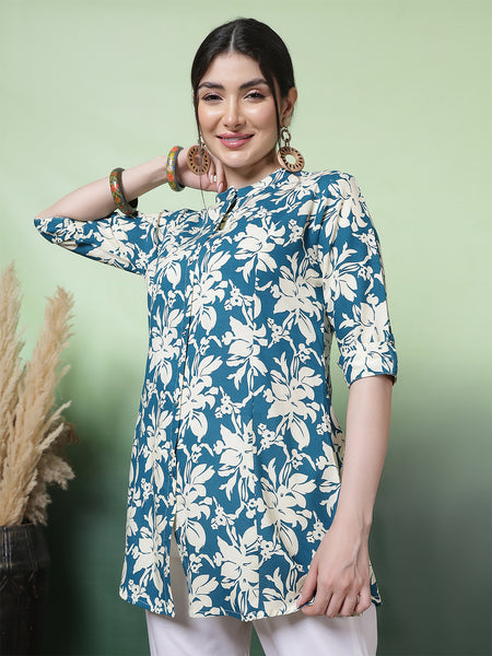 Women Blue Floral Printed Top