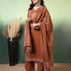 Women Cotton Bandhani Printed Kurta with Trouser & Dupatta