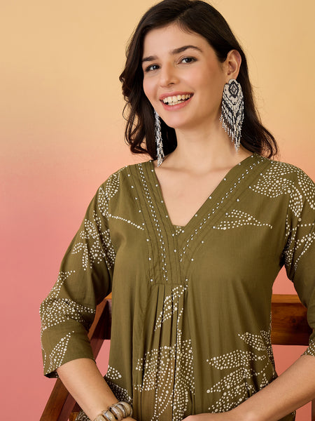 Women Pure Cotton Abstract Printed A-line Kurta with Palazzo Set