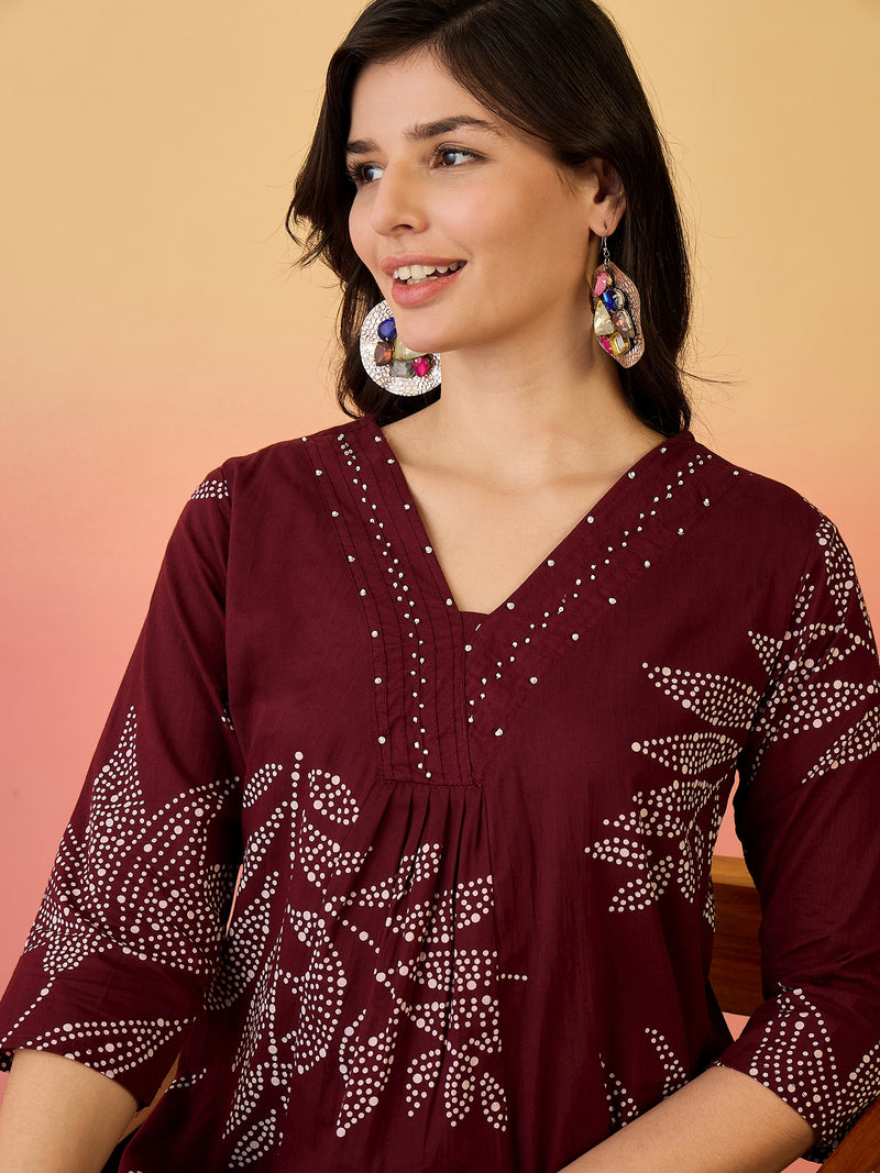 Women Pure Cotton Abstract Printed A-line Kurta with Palazzo Set