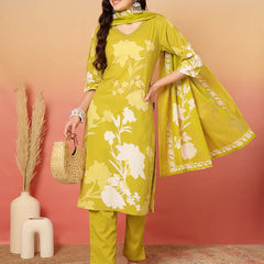 Women Cotton Printed Patch Work Kurta with Trouser & Dupatta