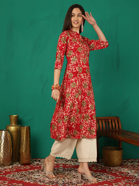 Women Rayon Casual Wear Printed Kurta
