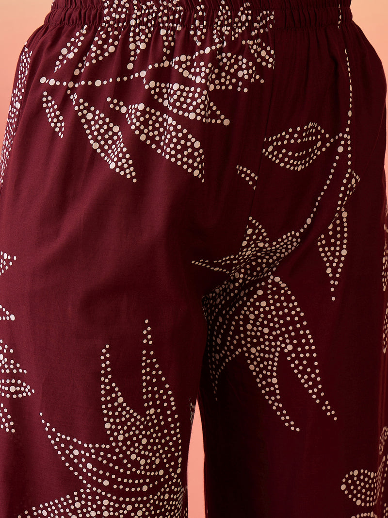 Women Pure Cotton Abstract Printed A-line Kurta with Palazzo Set
