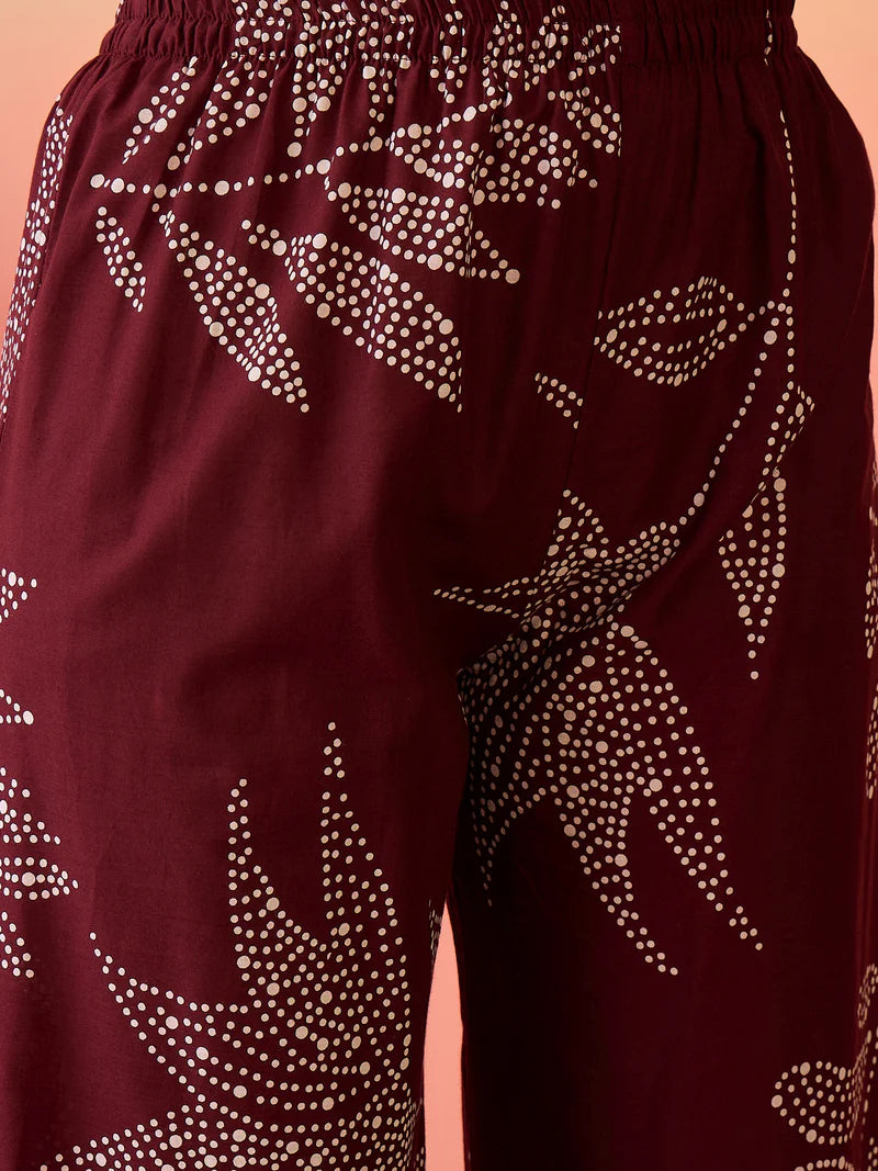 Buy Sanganeri Printed Pure Cotton Kurta With Palazzo In Off White...