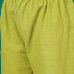 Women Cotton Lime Green Embroidery Top with Trouser Co-ord Set