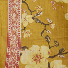 Women Yellow Floral Printed Yoke Embroidery V-neck Kurta with Trouser & Dupatta