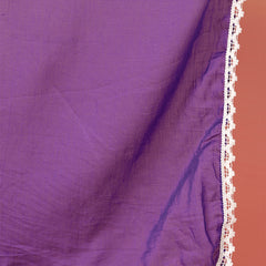 Women Cotton Purple Embroidery Anarkali Kurta with Trouser & Dupatta