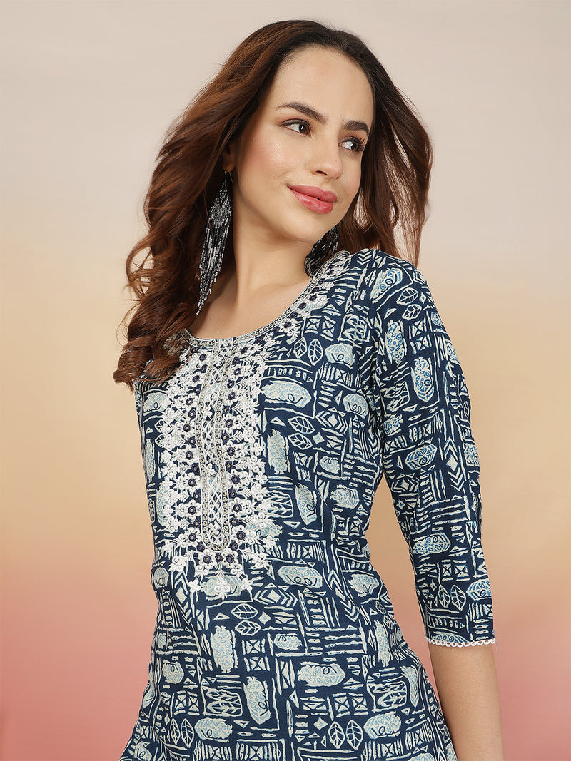 Women Grey Viscose Rayon Printed Regular Kurta