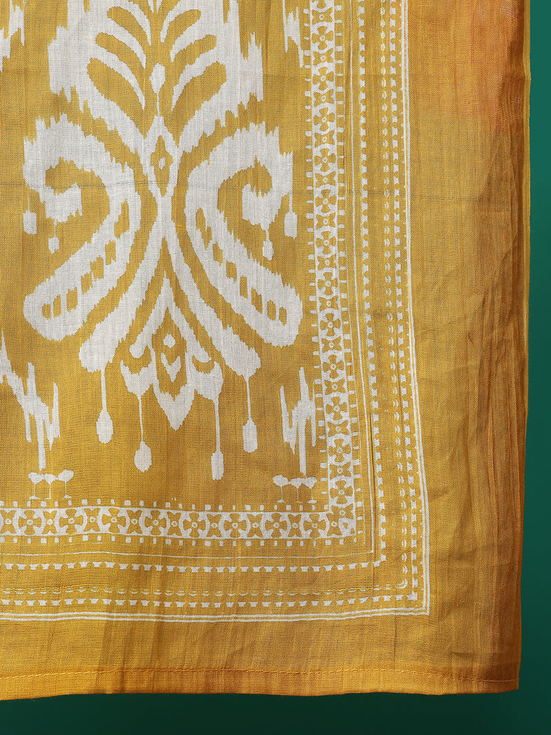 Sangira Women Cotton Printed V-neck, Straight Kurta with Trouser & Dupatta