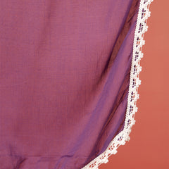 Women Cotton Purple Embroidery Anarkali Kurta with Trouser & Dupatta
