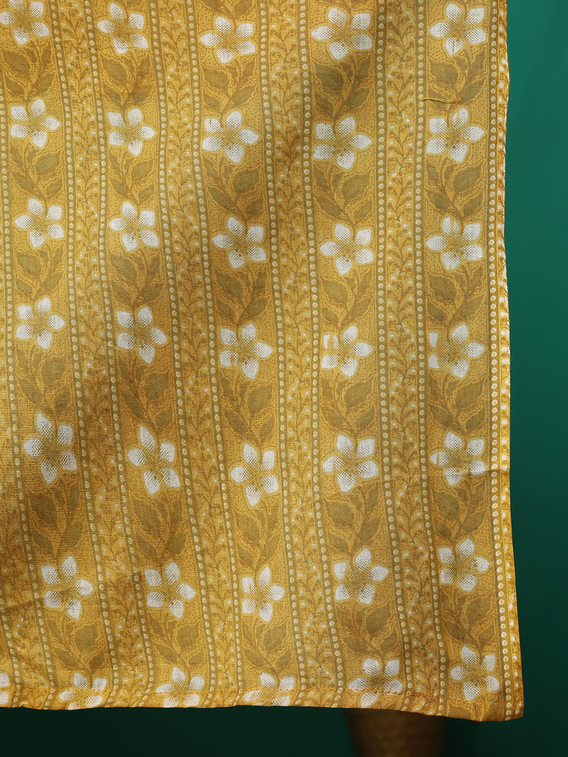 ANAISA Women Viscose Rayon Round Neck, Calf Length, Printed Kurta with Trouser & Dupatta