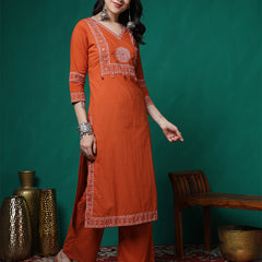 Women Cotton Bandhani Printed Kurta with Trouser & Dupatta