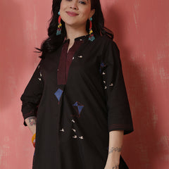 Women Black Pure Cotton Printed Top with Palazzo Co-ord Set