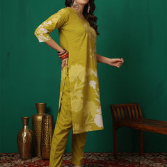 Women Cotton Printed Patch Work Kurta with Trouser & Dupatta