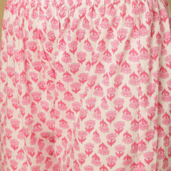 Women Pink Cotton Embroidery Kurta With Trouser & Dupatta