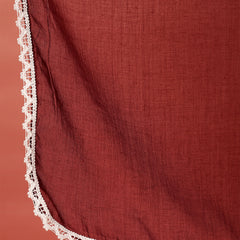 Women Cotton Maroon Embroidery Anarkali Kurta with Trouser & Dupatta