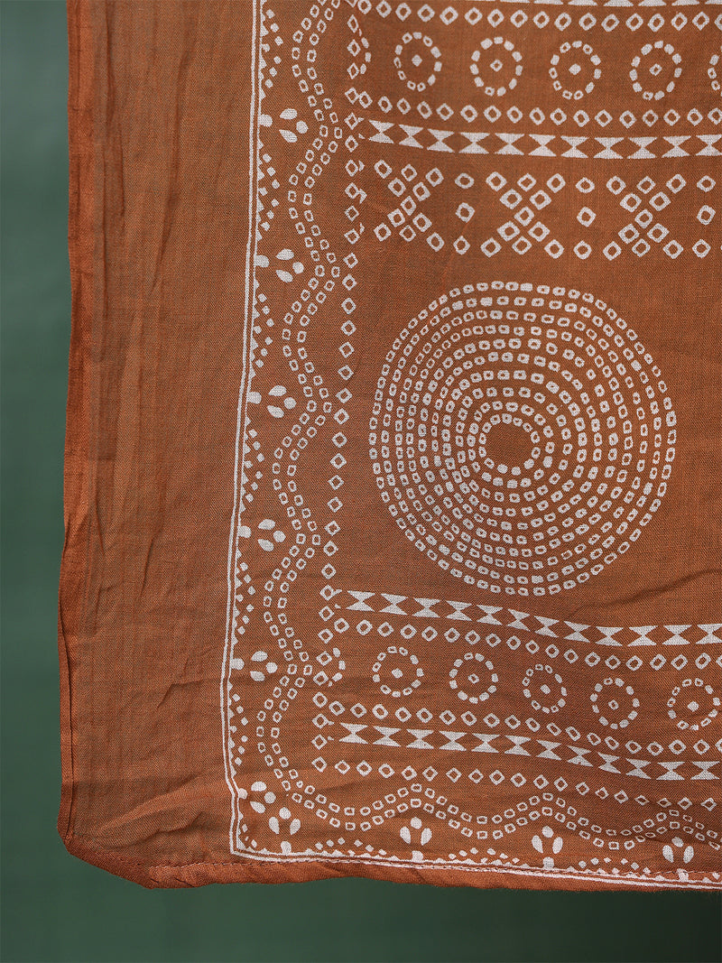 Women Cotton Bandhani Printed Kurta with Trouser & Dupatta