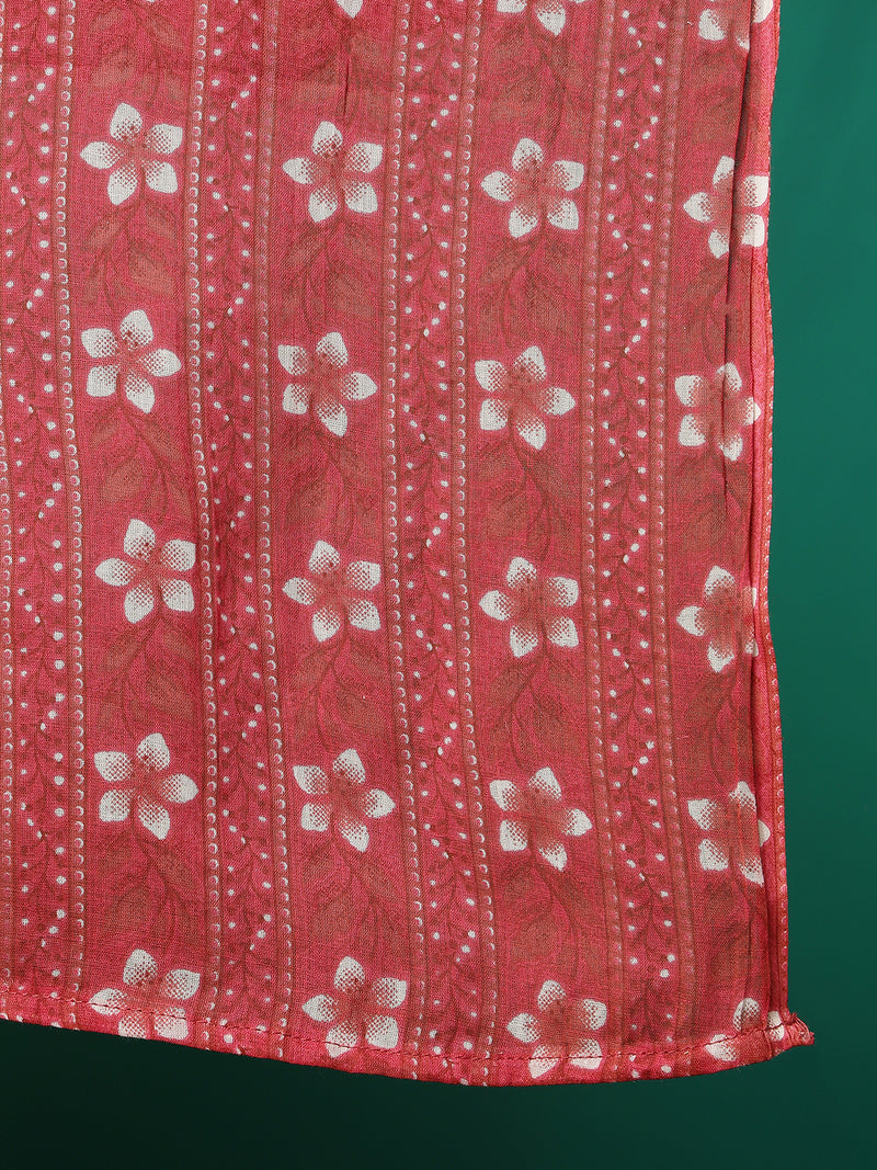 ANAISA Women Viscose Rayon Round Neck, Calf Length, Printed Kurta with Trouser & Dupatta