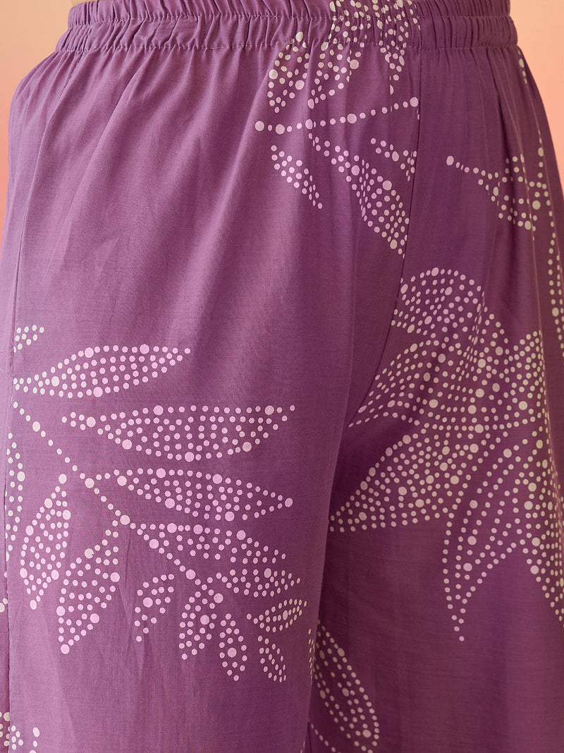 Women Pure Cotton Abstract Printed A-line Kurta with Palazzo Set