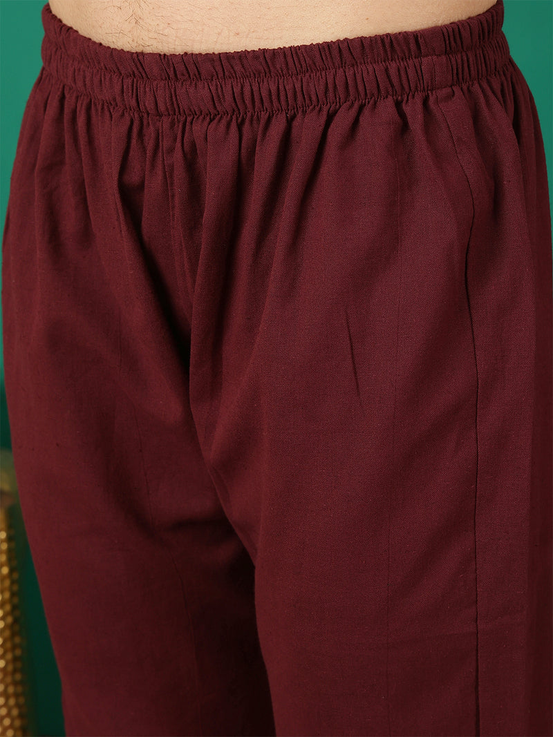 Women Maroon Silk Kurta with Trouser & Dupatta