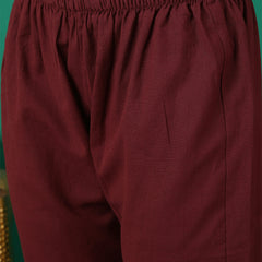 Women Maroon Silk Kurta with Trouser & Dupatta