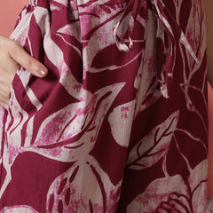 Women Purple Cotton Printed Kurta with Trouser Set