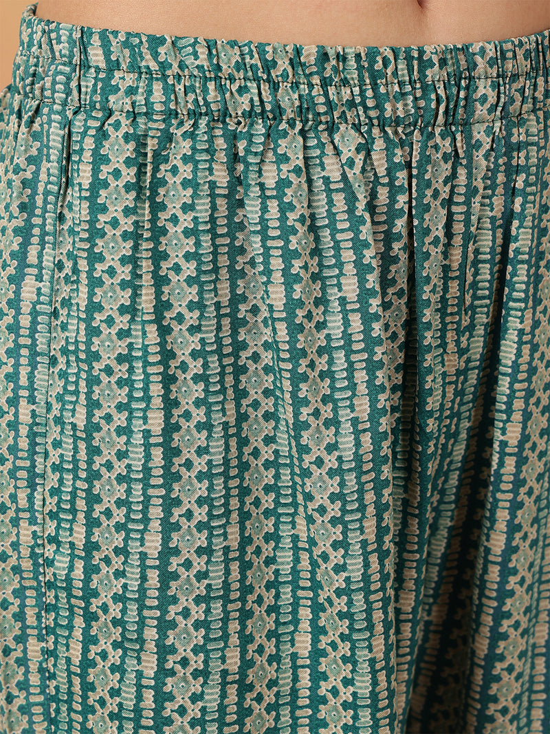 Women Blue Digital Printed Kurta With Trouser & Dupatta