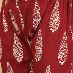 Women Wine Regular Wear Kurta With Trouser & Dupatta