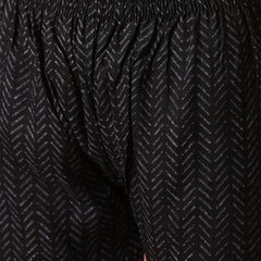 Women Black Cotton Yoke Design Kurta With Trouser & Dupatta